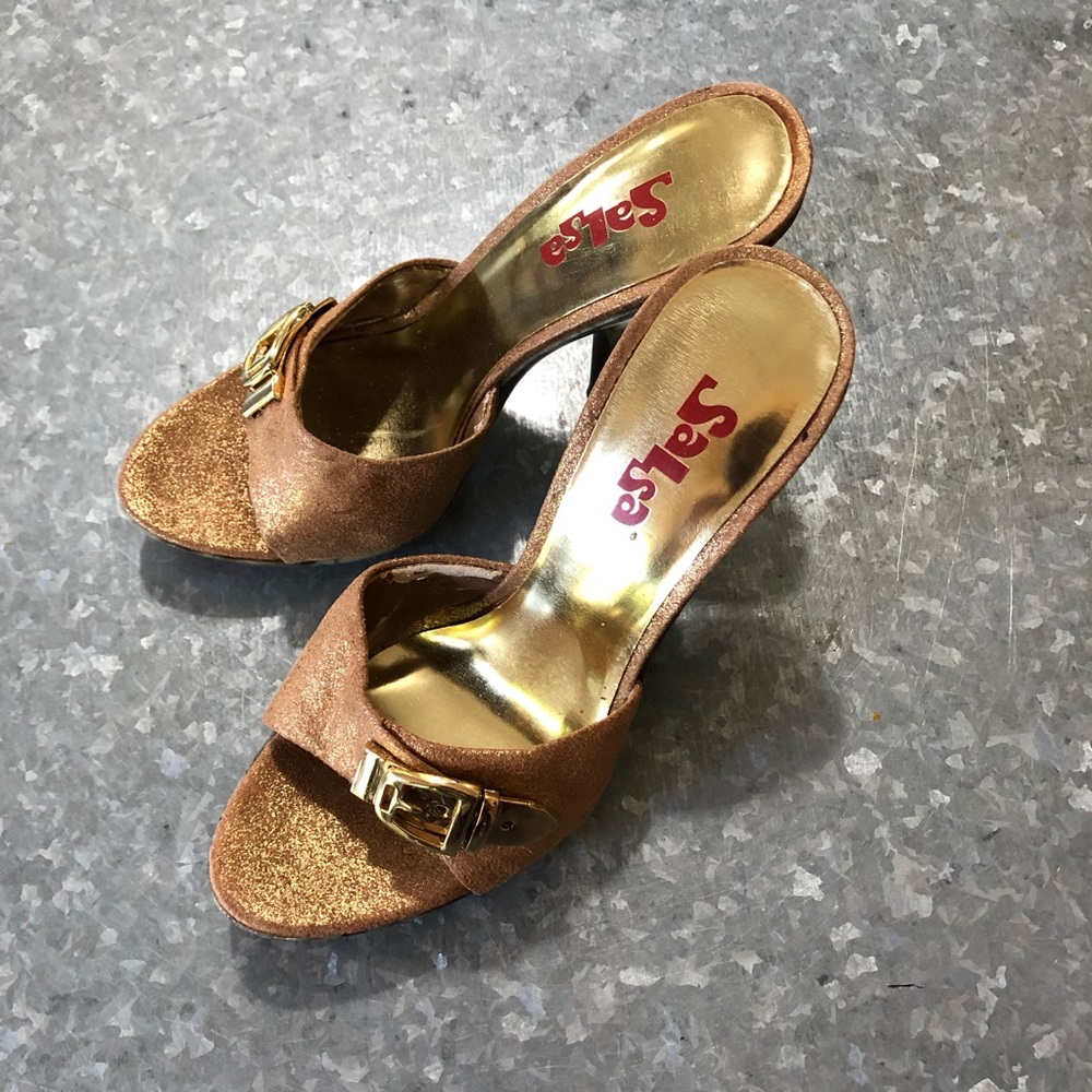 SALSA Gold Metallic High Heel Slide. 6M